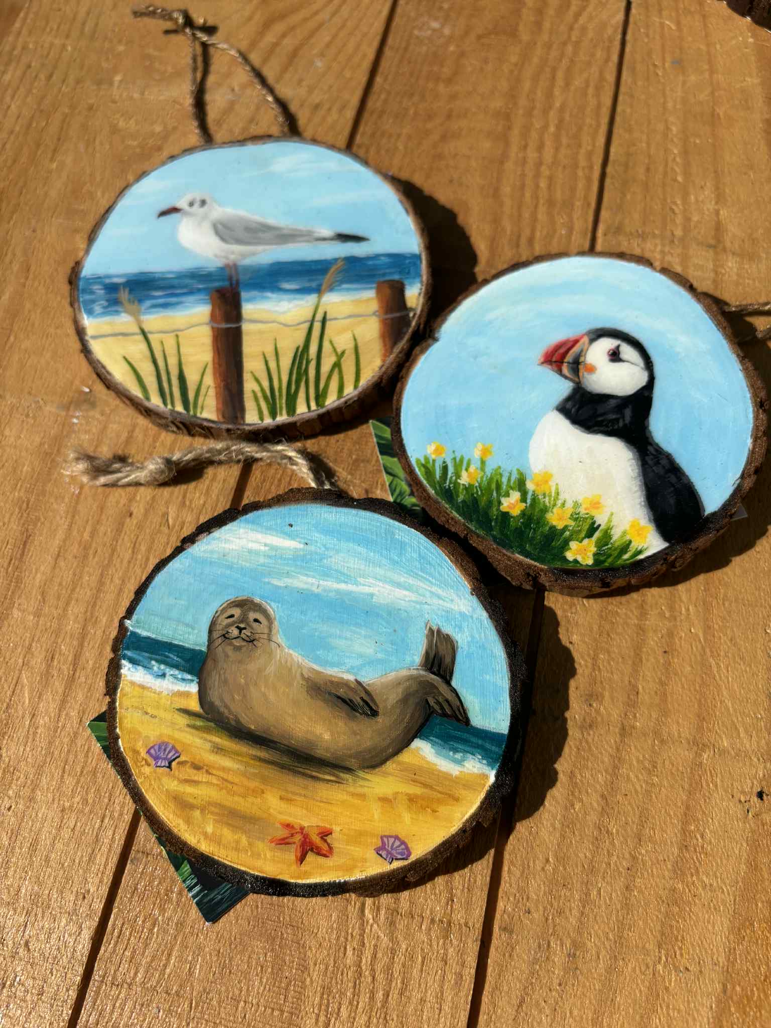 " Phoque " - peinture rondin de bois 8 cm